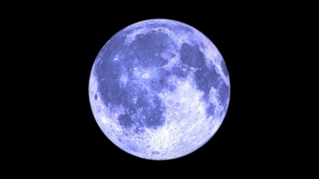 Blue full moon on a black background