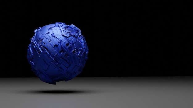 Blue futuristic 3d sphere.