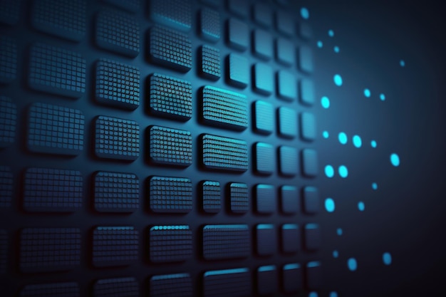 Blue futuristic digital grid background Illustration Generative AI