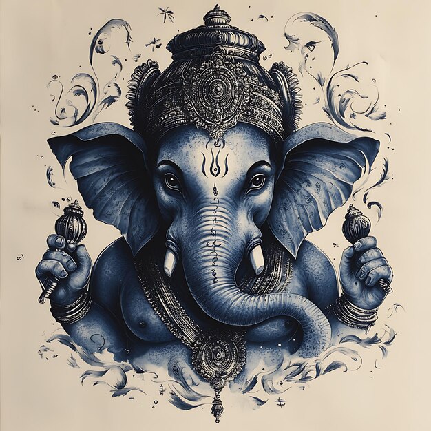 Blue Ganesha Illustration