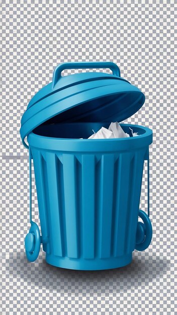 blue garbage bin isolated on transparency background PNG