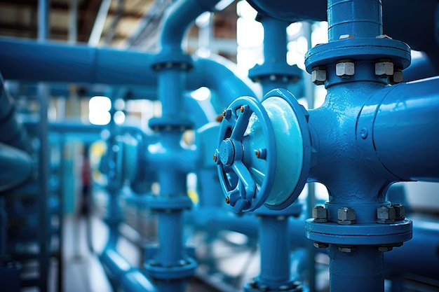 Blue gas pipes at the station