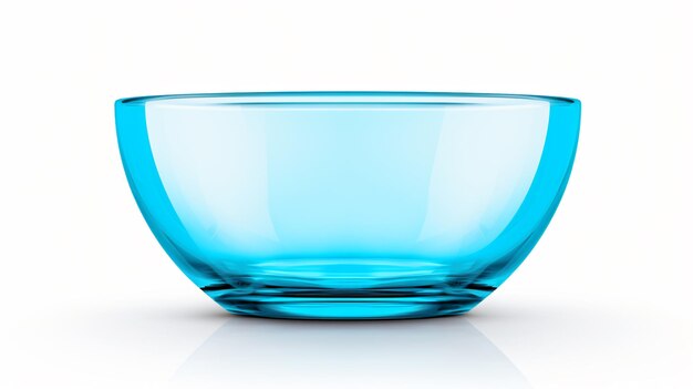 a blue glass bowl with a blue top sits on a white surface