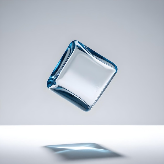 Photo a blue glass cube that is upside down and the other glass is blue