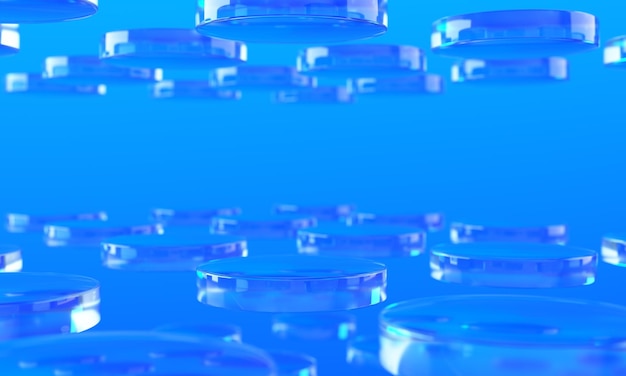 Blue Glass shapes composition Technology background 3d rendering