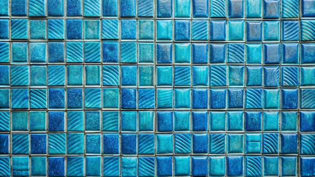 Photo blue glass tiles in a bathroom