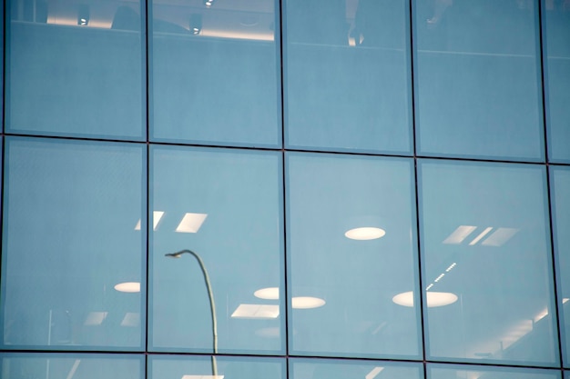 Blue glass window of modern office building