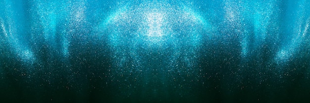 Blue glitter particles panoramic