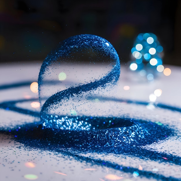 Blue glitter with light effects and bokeh effects