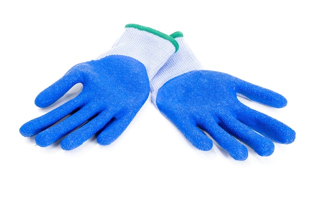 Blue gloves on a white background