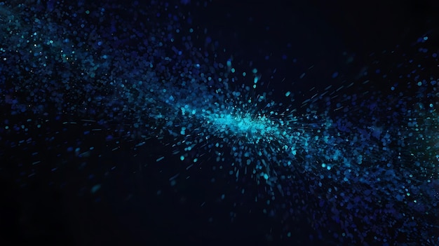 Photo blue glowing particles on dark abstract background for futuristic designs