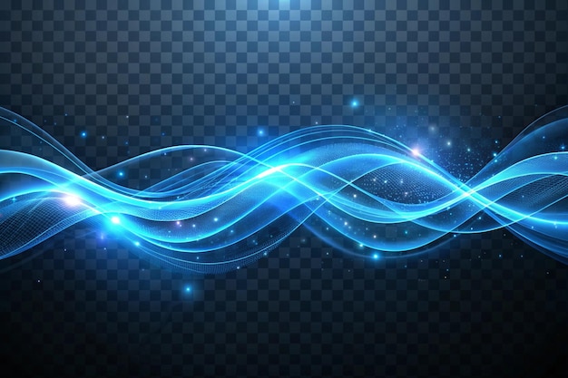 Photo blue glowing waves on transparent background for dynamic designs