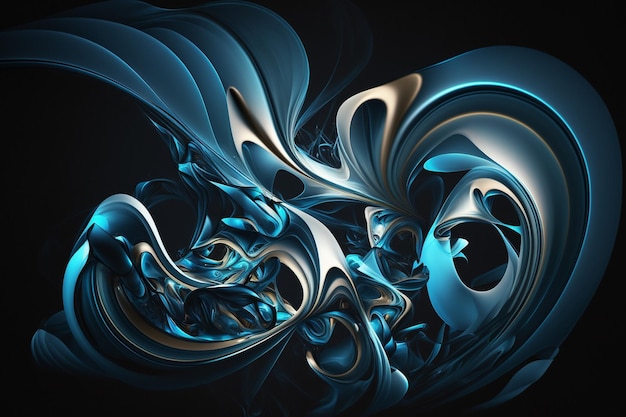 A blue and gold abstract background with a black background and a white swirl.