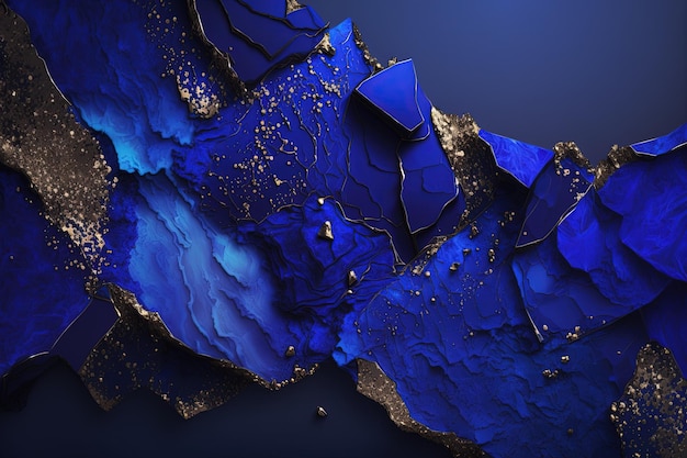 A blue and gold abstract piece of art generative AI