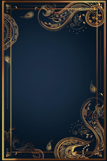 Blue and Gold Background With Gold Frame