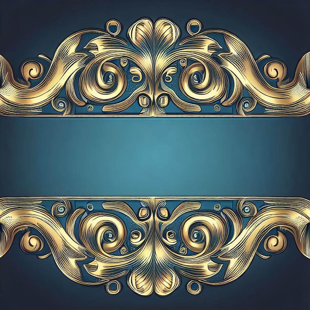 a blue and gold background with swirls