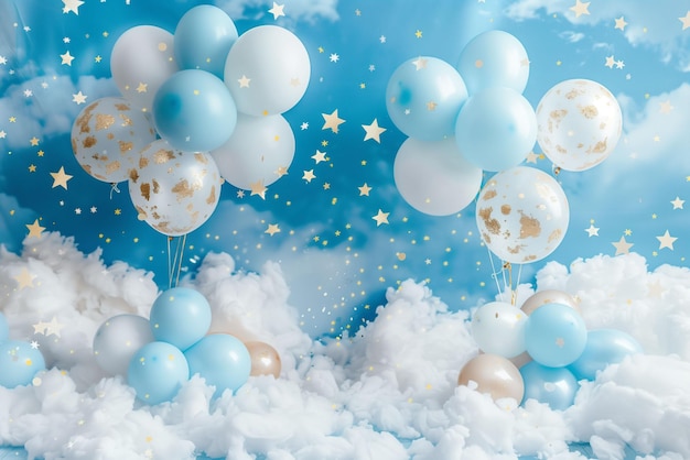 Blue and Gold Balloon Cloud