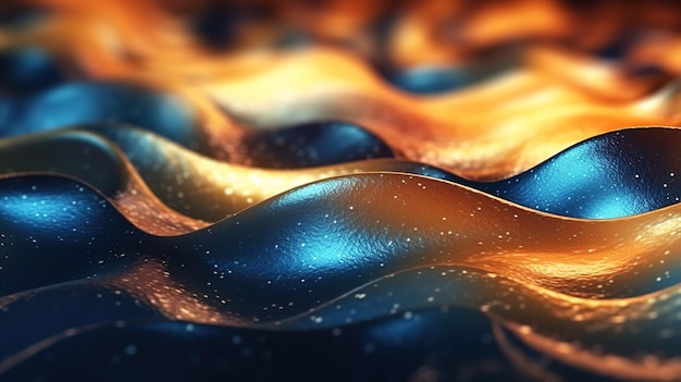 Blue and Gold Bokeh Shiny Abstract Background Generative AI