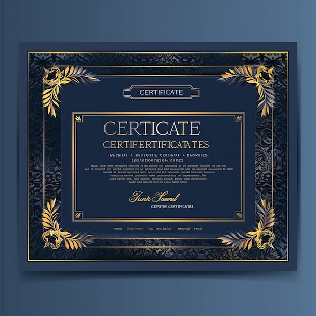 Photo blue gold certificate template with a modern look