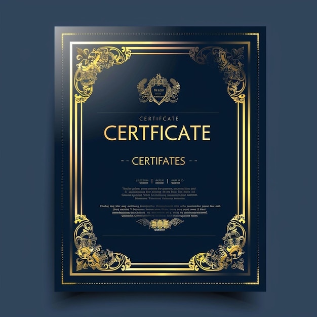 Blue gold CERTIFICATE template with a modern look