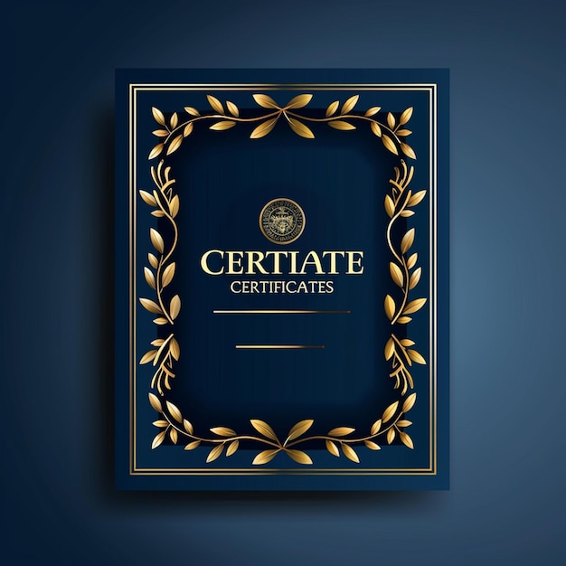 Blue gold CERTIFICATE template with a modern look