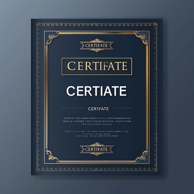 Blue gold CERTIFICATE template with a modern look