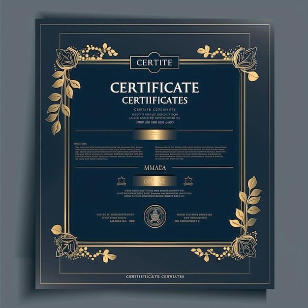 Blue gold CERTIFICATE template with a modern look