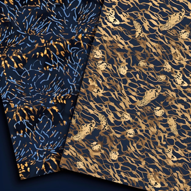 Blue and Gold Leopard Digital Paper background