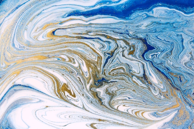 Blue and gold marble imitation artwork background liquid navy