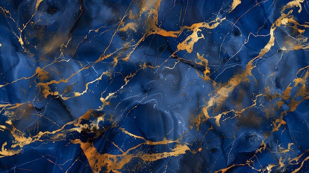 Blue Gold Marble Texture Elegant Background