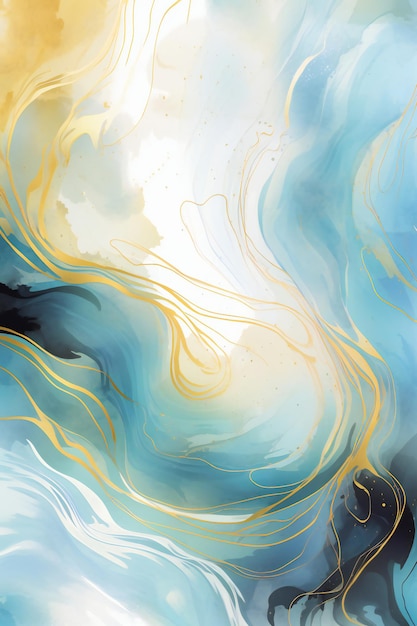 A blue and gold painting of a blue and gold painting.