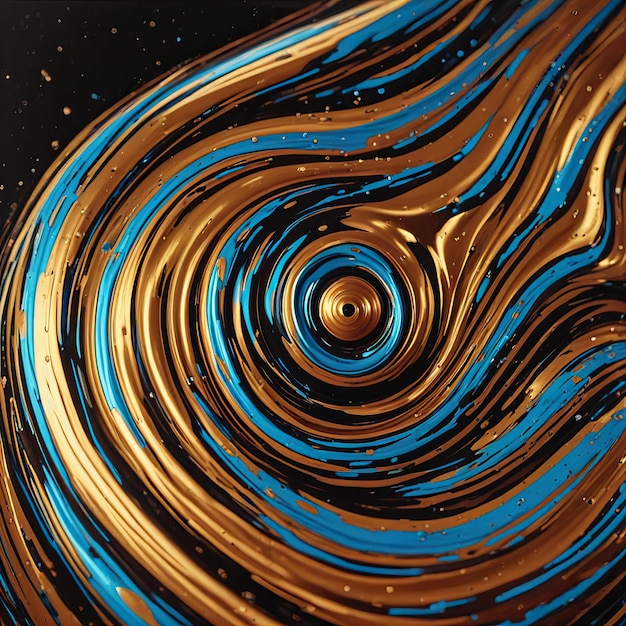 Photo a blue and gold swirl is shown with a black background