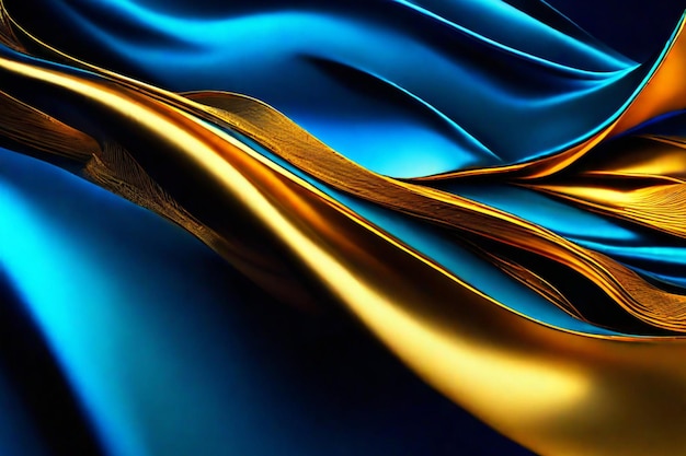 Blue golden marble luxury liquid fluid wave abstract pattern wallpaper background