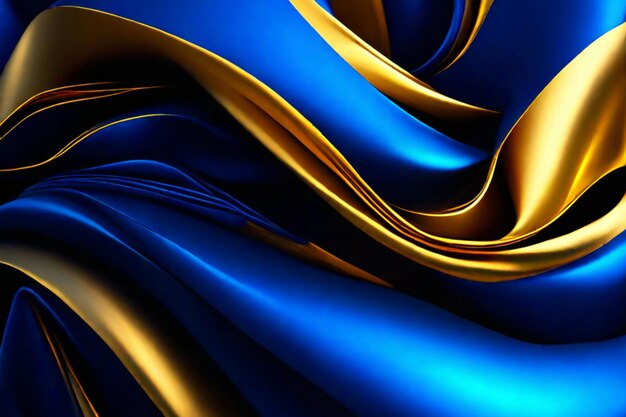 Blue golden marble luxury liquid fluid wave fabric silk abstract pattern wallpaper background