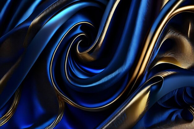 Blue golden marble luxury liquid fluid wave fabric silk abstract pattern wallpaper background