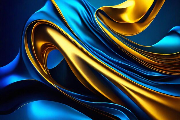 Blue golden marble luxury liquid fluid wave fabric silk abstract pattern wallpaper background