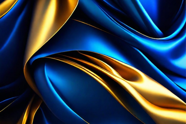 Blue golden marble luxury liquid fluid wave fabric silk abstract pattern wallpaper background