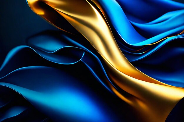 Blue golden marble luxury liquid fluid wave fabric silk abstract pattern wallpaper background