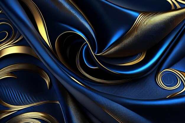 Blue golden marble luxury liquid fluid wave fabric silk abstract pattern wallpaper background