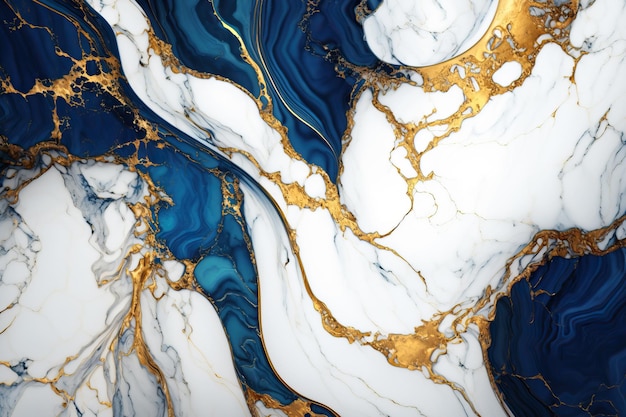 Blue and golden marbled painting