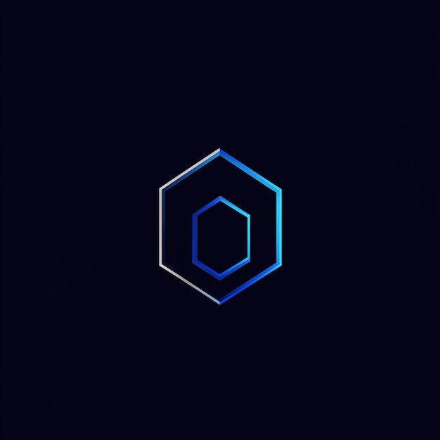 Photo blue and gray hexagon logo on black background