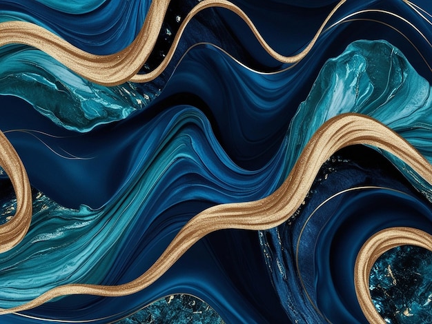 a blue and green abstract background with a blue and brown swirl