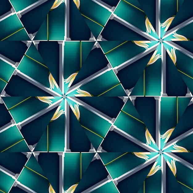 A blue and green background with a star pattern.