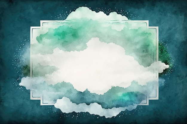 A blue and green background with a white frame that says cloud.