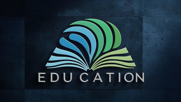 Photo a blue and green book that says education education