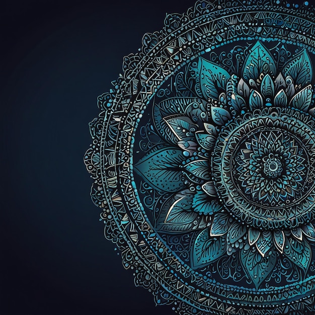 Photo a blue and green design with a design that says  mandalas