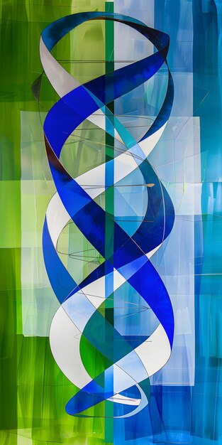 Blue and Green DNA Helix