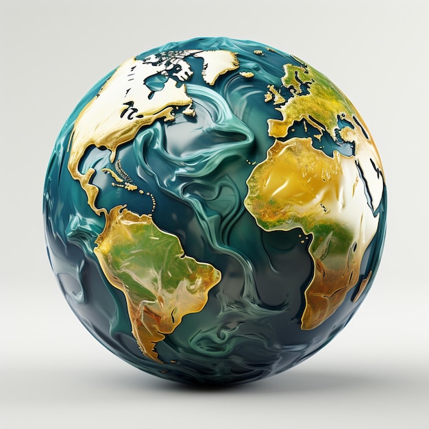 Blue and green earth globe in realistic design