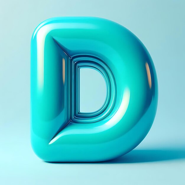 a blue and green glass object with a d in the middle