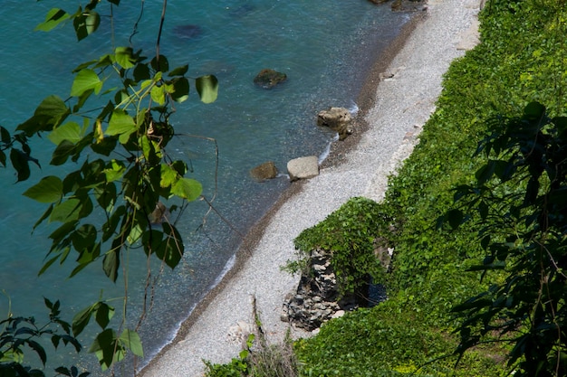 Blue and green sea view and landscape in Black sea